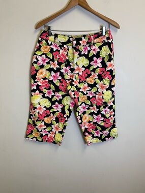 Briggs New York Black Floral & Citrus Print Petite Top
